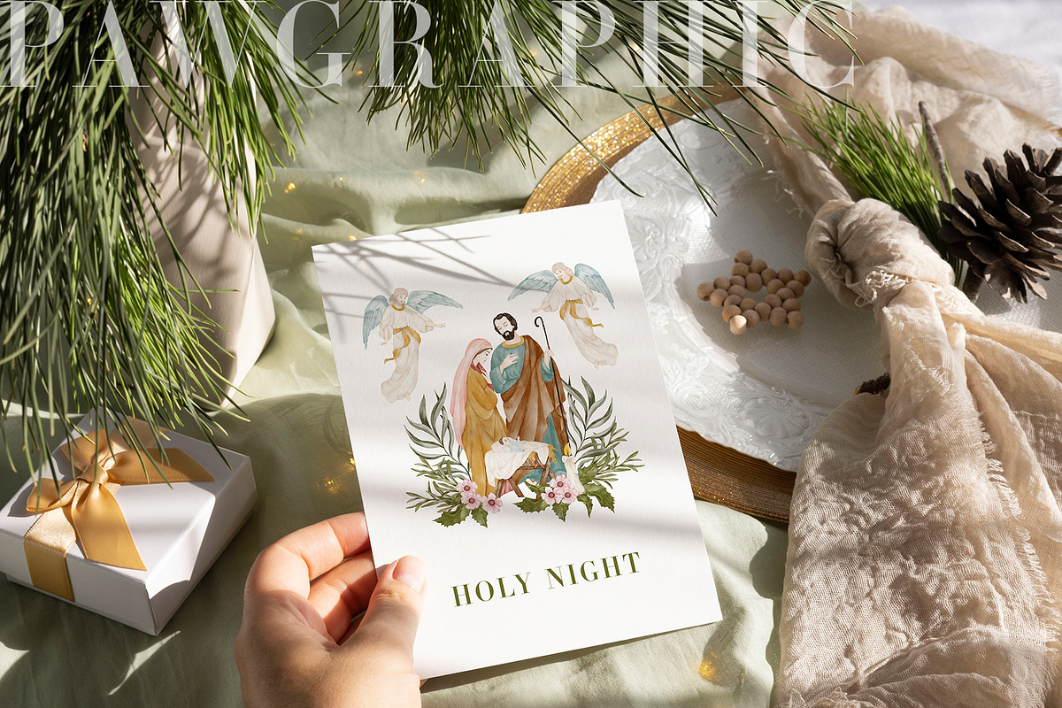 Christmas Holy Night Nativity Scene, a Seasonal Illustration by PawGraphic (Photo 9 of 10)