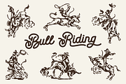 Bull Riding - Western Illustration, an Animal Illustration by cmfgraphics (Thumbnail 1 of 2)