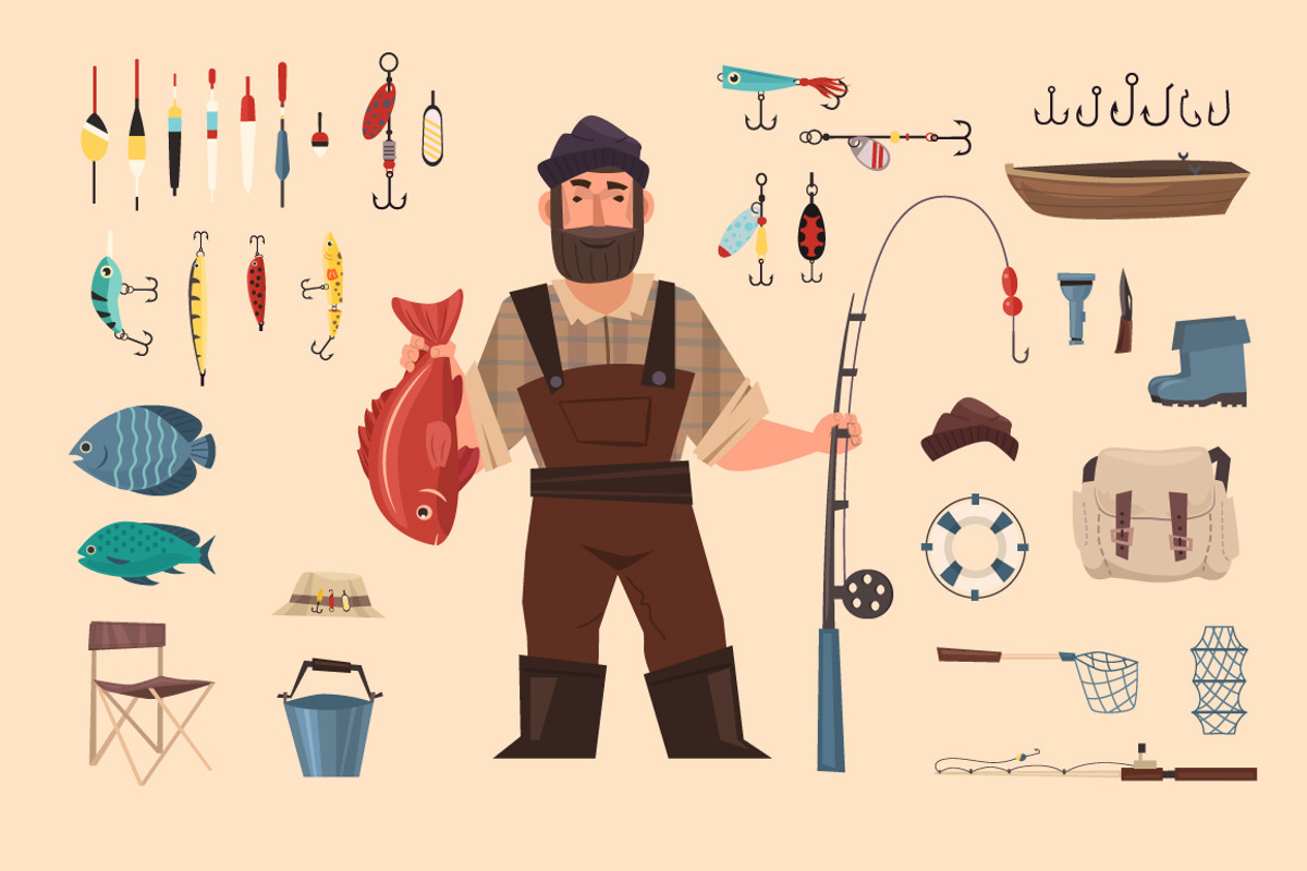 Fish and fishing set, a Graphic by Mallinka (Photo 3 of 3)