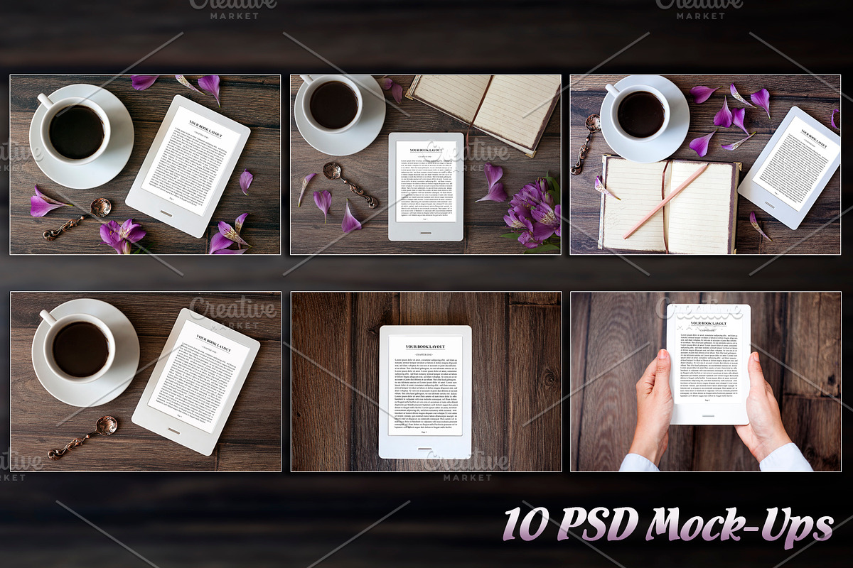 E-Book Reader,10 PSD Mock-Ups,BUNDLE, a Device Mockup by VIBE Collective (Photo 1 of 2)