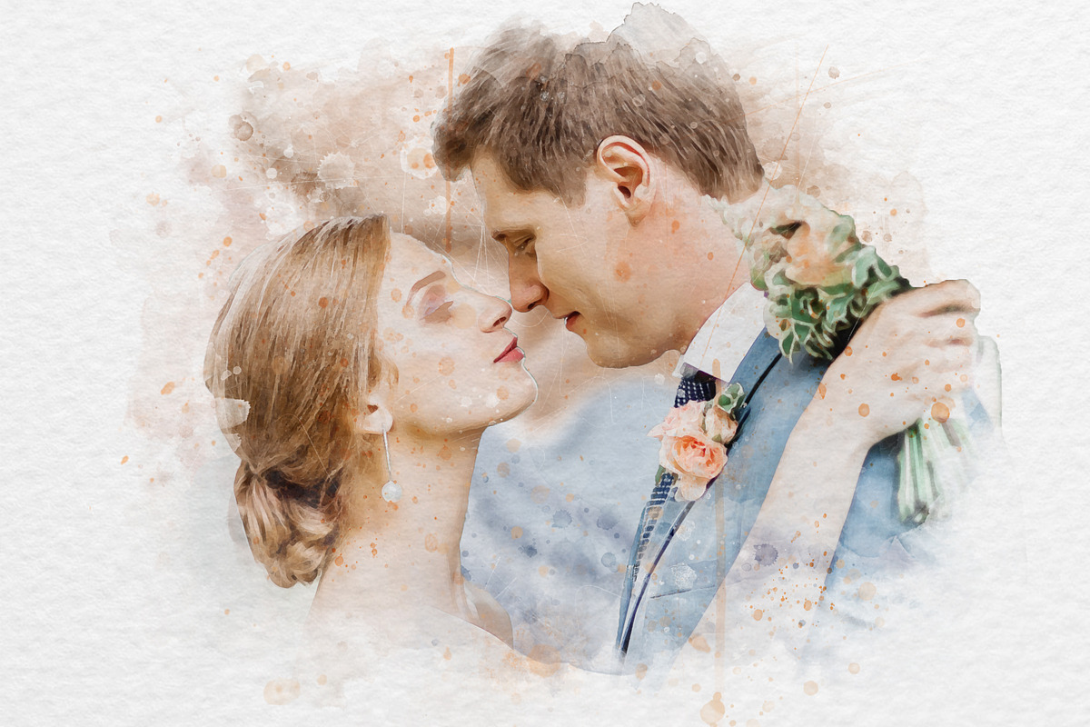 Watercolor Wedding Photo Effect, a Layer Style Add-On by dx_vect (Photo 3 of 3)