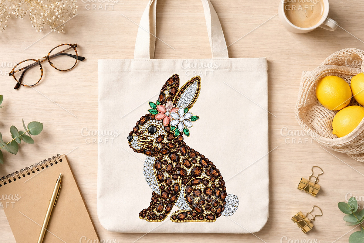 Rhinestone Easter Bunny PNG, an Illustration by Canvas Craft (Photo 4 of 6)
