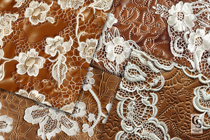 Brown Leather Lace Seamless Pattern