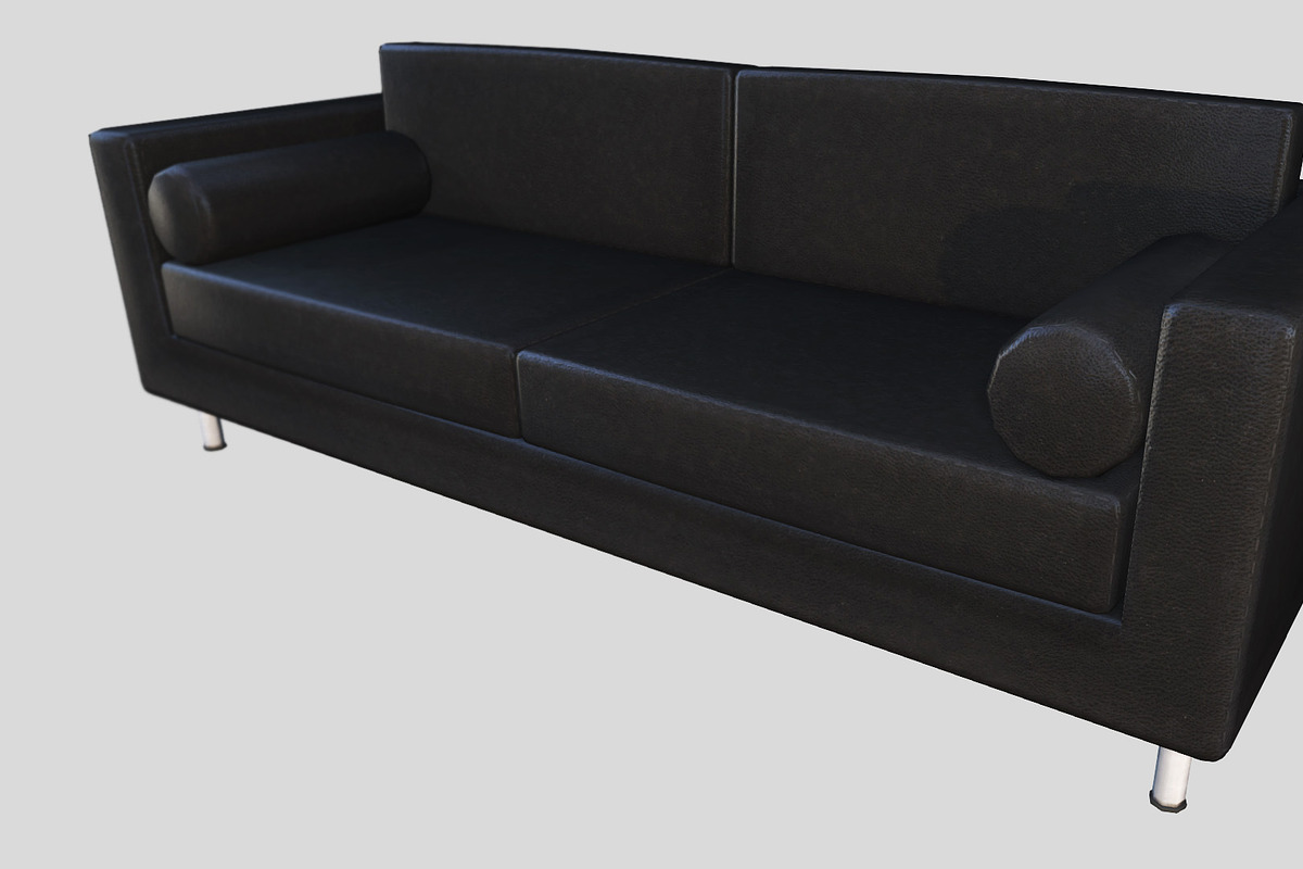 Black Leather Couch, a Furniture 3D Model by GamePoly (Photo 1 of 6)
