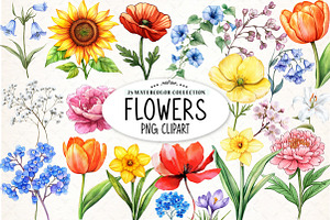 Watercolor Flower Clipart, an Illustration by Watercolor design
