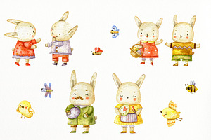 Easter Set With Cute Bunnies