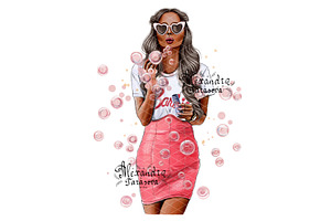 Fashion Girl Pink Bubble