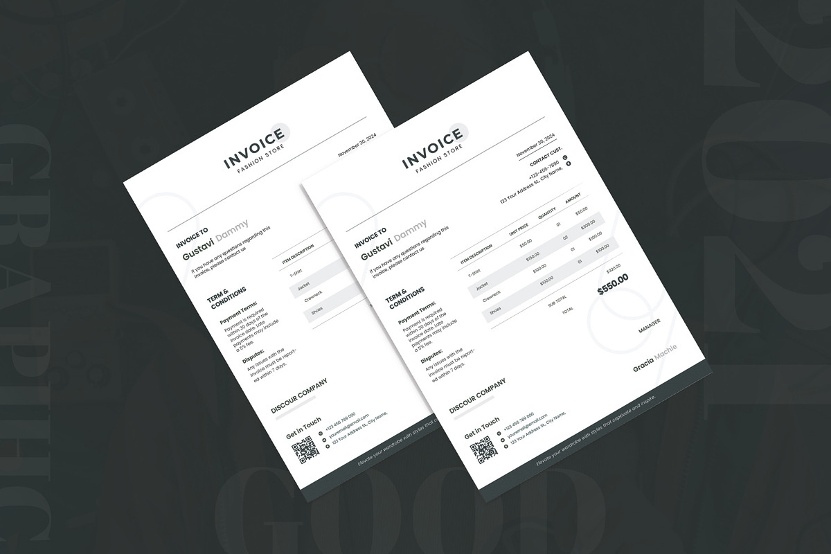 Modern Clean Style - Invoice, a Print Template by AQR Studio (Photo 2 of 2)