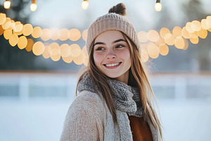 Portrait of young girl at ice-skating rink, a Photo by AlyaAnd