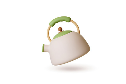Whistling kettle 3d icon. Isolated