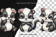 15 Bundle Watercolor Skunk Girl Cute, an Animal Illustration by Morspective (Thumbnail 2 of 8)