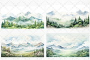 Foggy Forest Watercolor Mountains, a Decorative Illustration by LeCoqDesign (Thumbnail 2 of 5)