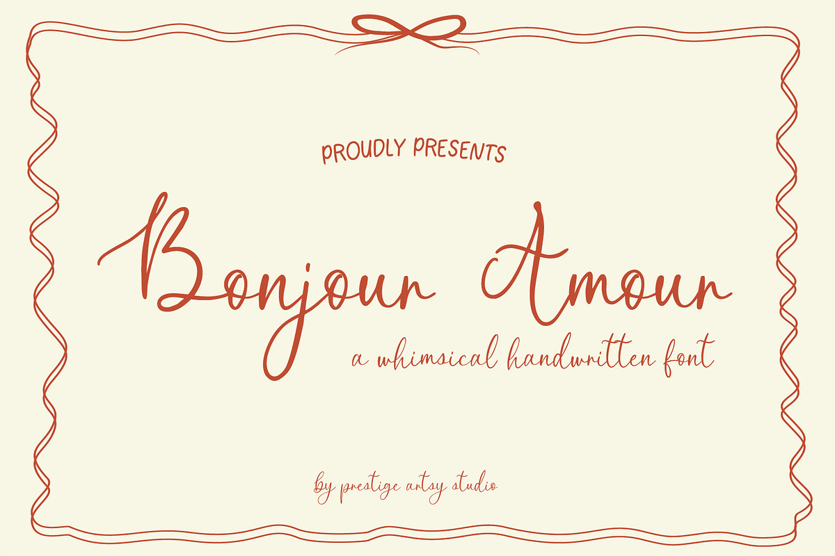 Bonjour Amour — A Whimsical Font, a Handwritten Font by Prestige Artsy Studio (Photo 1 of 8)