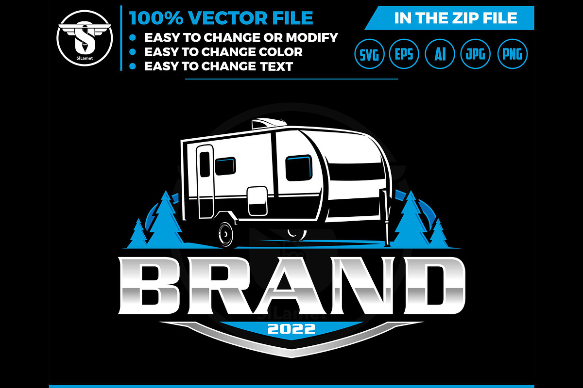 camper van trailer logo, a Branding & Logo Template by slLametDesigns