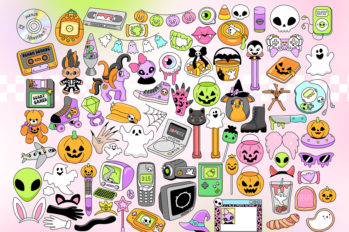 Y2K 2000s Halloween Clipart Bundle, an Object Graphic by Huxmay (Photo 2 of 7)