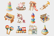 Watercolor Playroom Clipart, a Seasonal Illustration by Design Market (Thumbnail 2 of 5)