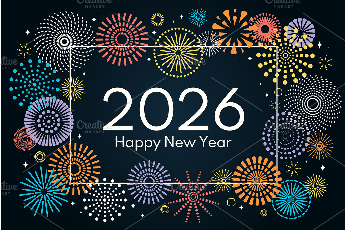 2026 New Year colorful fireworks, a Background Graphic by sceptical cactus