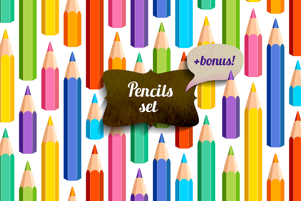 Pencils set + bonus, an Object Graphic by Crazy nook (Photo 1 of 2)