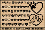 50 Heart & Paw Silhouette Bundle, an Illustration by Designs_River (Thumbnail 1 of 4)