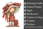 Watercolor Coquette Farm Girl PNG, a Seasonal Illustration by Canvas Craft (Thumbnail 2 of 5)