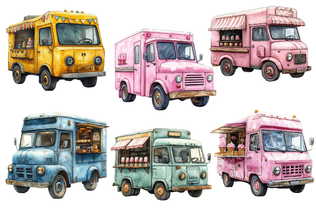 Summer Ice Cream Truck Clipart PNG, an Illustration by Designworld (Photo 2 of 6)
