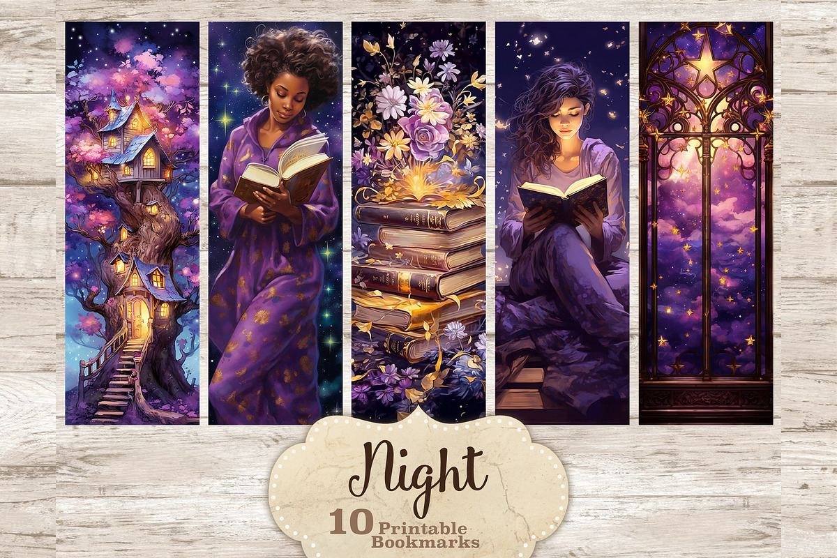 Night Bookmarks Sublimation Bundle, a Person Illustration by GlamArtZhanna (Photo 1 of 3)