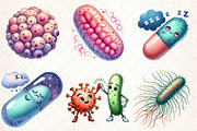 Watercolor Bacteria Clipart, an Illustration by DreamCafeArt (Thumbnail 2 of 6)