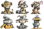 Whimsical Grumpy Christmas Animals, an Illustration by Craft Nest (Thumbnail 7 of 9)