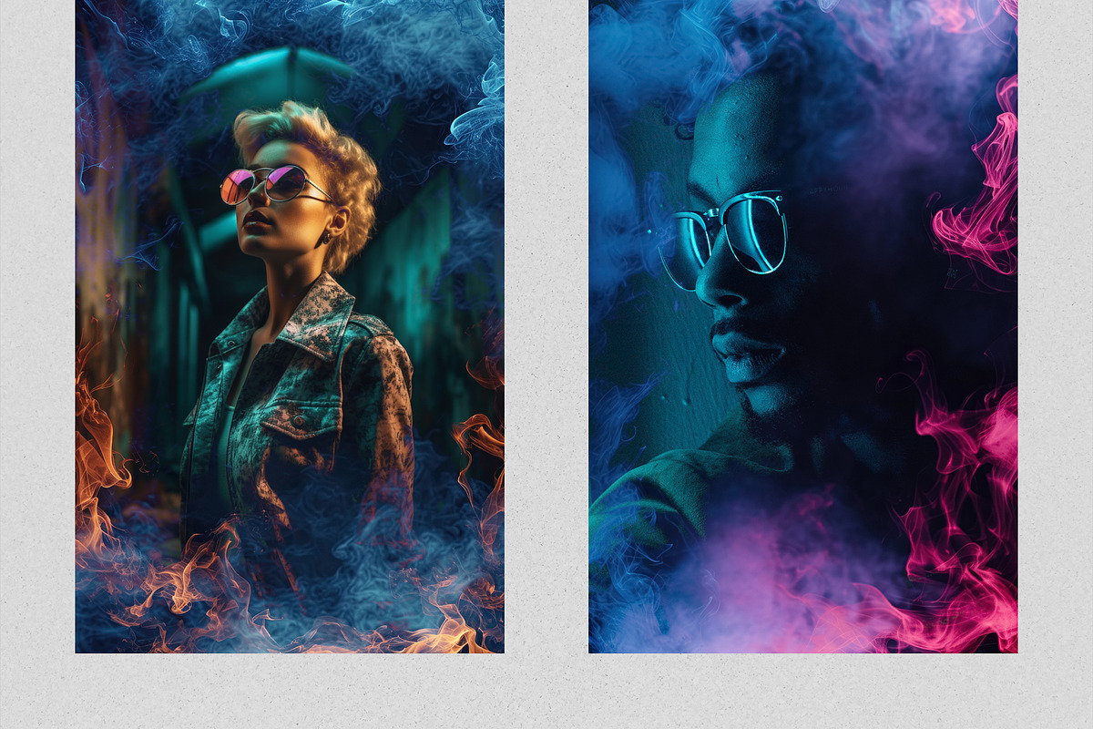 Neon Smoke Frames Effect Overlays, a Brushes & More by PhotoSpirit (Photo 6 of 8)