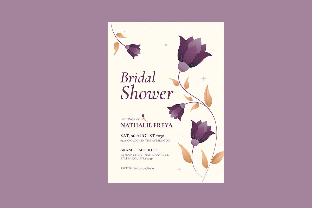 Floral Bridal Shower Invitation, a Card Template by Neermana (Photo 3 of 4)
