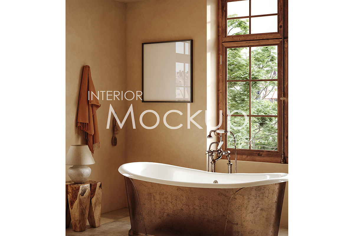 Frame mockup in home interior, a Print Template by Artjafara