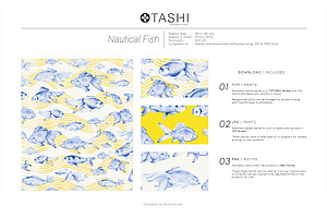 Nautical Fish Watercolour Patterns.