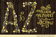 Sunshine Yellow Floral Alphabet, an Illustration by Amanda Ilkov (Thumbnail 2 of 5)