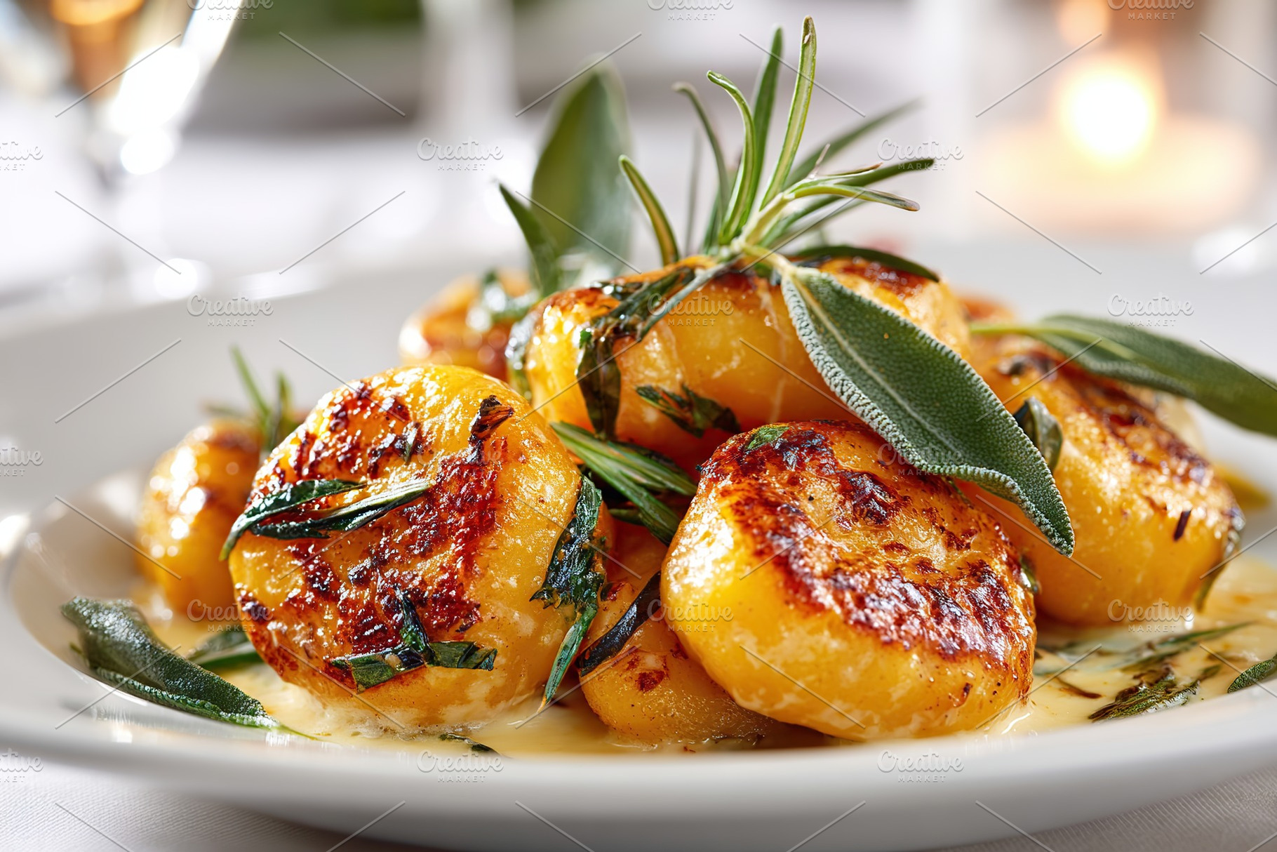 Roasted potatoes with fresh herbs, a Food & Drink Photo by AlyaAnd