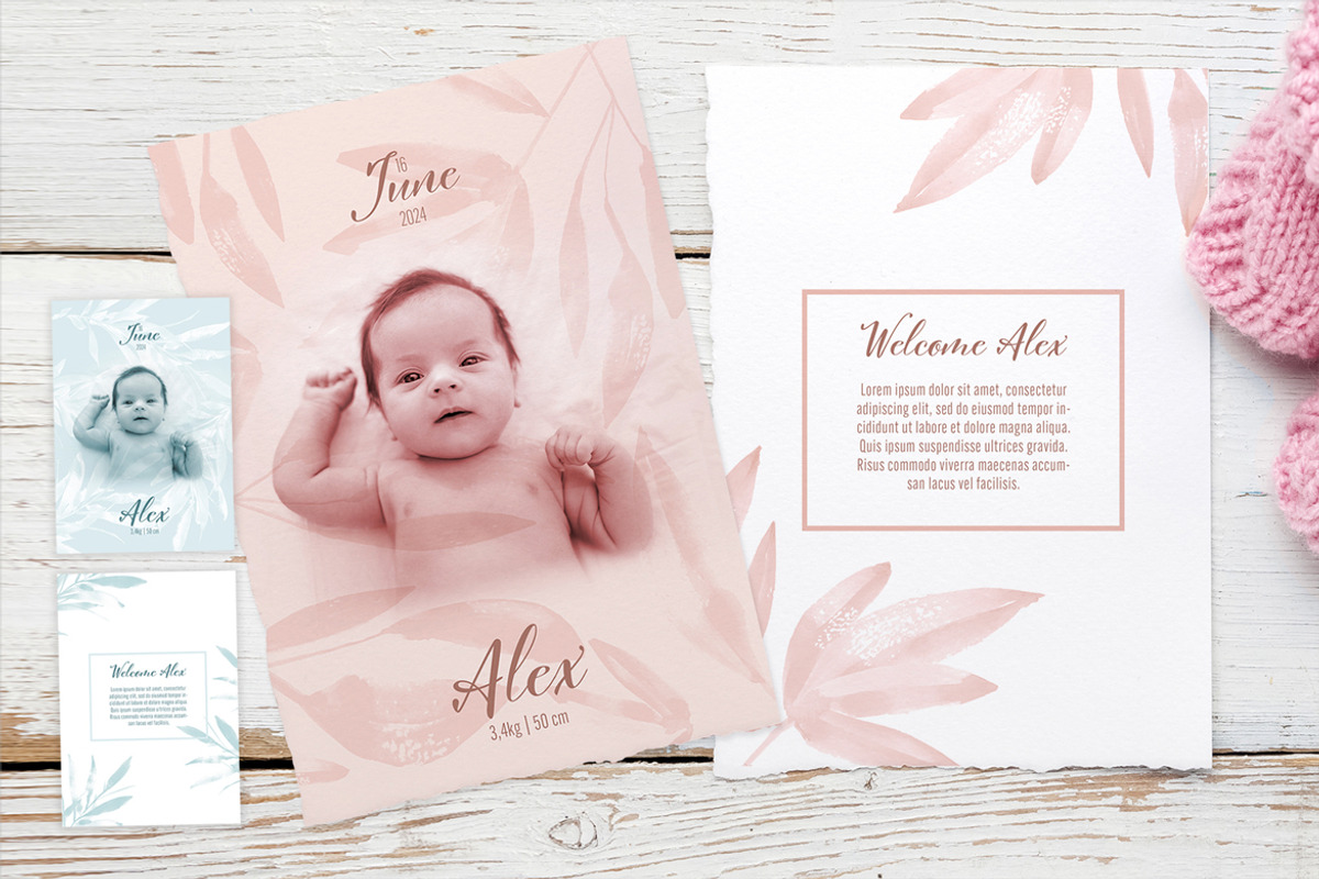 Pink or Blue New Born Card, a Card Template by McLittle Stock (Photo 1 of 2)