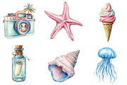 Beach Summer Pastel Clipart PNG, an Illustration by SinaCreation (Thumbnail 2 of 5)