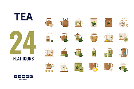 24 Tea Flat Icons