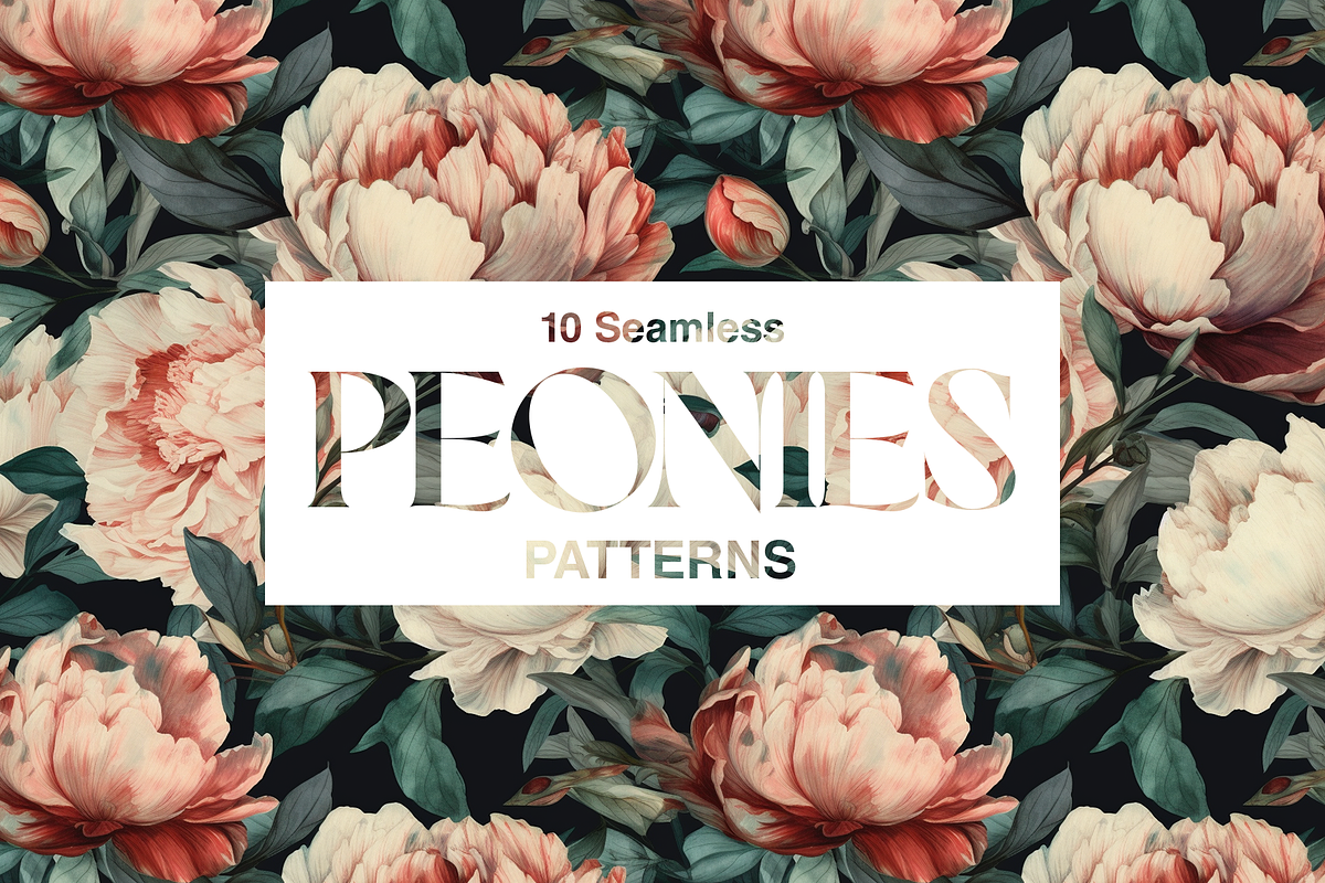 10 Watercolor Peonies Patterns, a Pattern Graphic by Motifs (Photo 9 of 12)