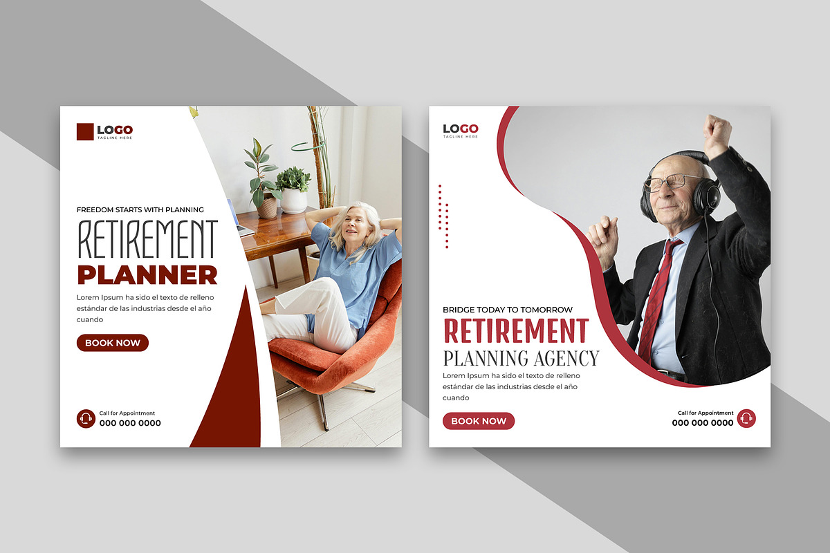 Retirement Planner Social Media Post, a Social Media Template by nandinigraphics (Photo 2 of 2)