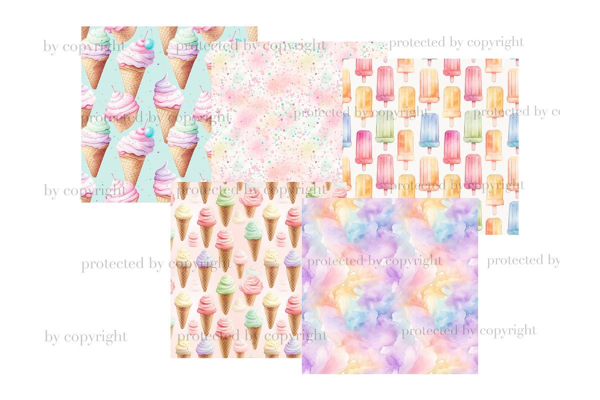 Ice Cream Papers | Pastel Pattern, a Pattern Graphic by GlamArtZhanna (Photo 3 of 4)