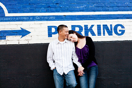 Engagment Couple in Parking Lot