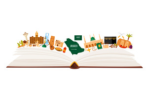Saudi Arabia culture elements and, an Object Illustration by Flashvector