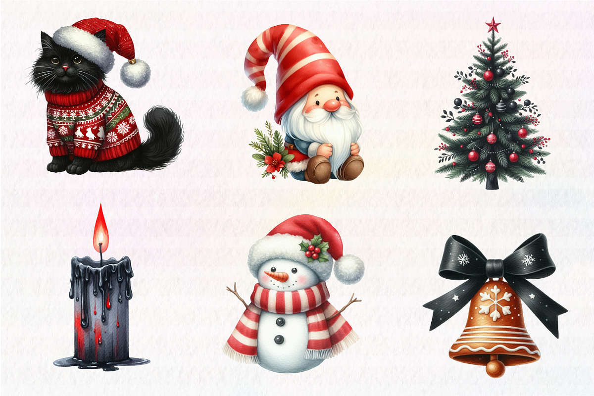 Goth Christmas Clipart, an Illustration by CreationArt (Photo 3 of 7)