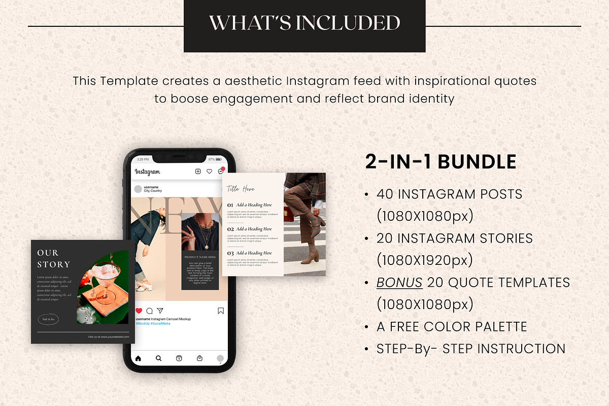 BUY 1+1 Charlotte Instagram Template, a Social Media Template by DesignbySamVN (Photo 4 of 11)
