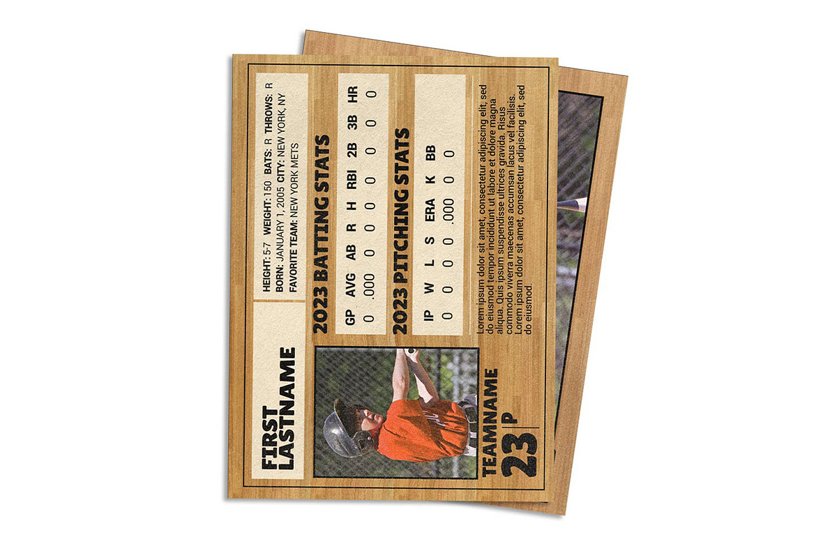 80s Wood Baseball Card, a Design Template by Sports Card Templates (Photo 2 of 2)
