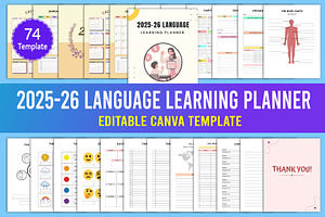 2025-26 Language Learning Planner, a Stationery Template by Designmela01