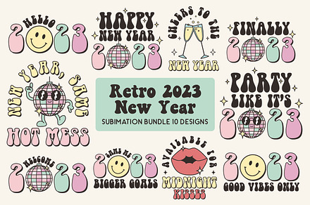 Retro 2023 New Year Sublimation