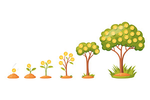 Money tree growth. Grow money trees, a Finance Illustration by Stock-Smart-Start
