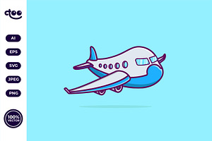 Simple Cute Blue and White Airplane, a Transportation Illustration by Satisfactoons