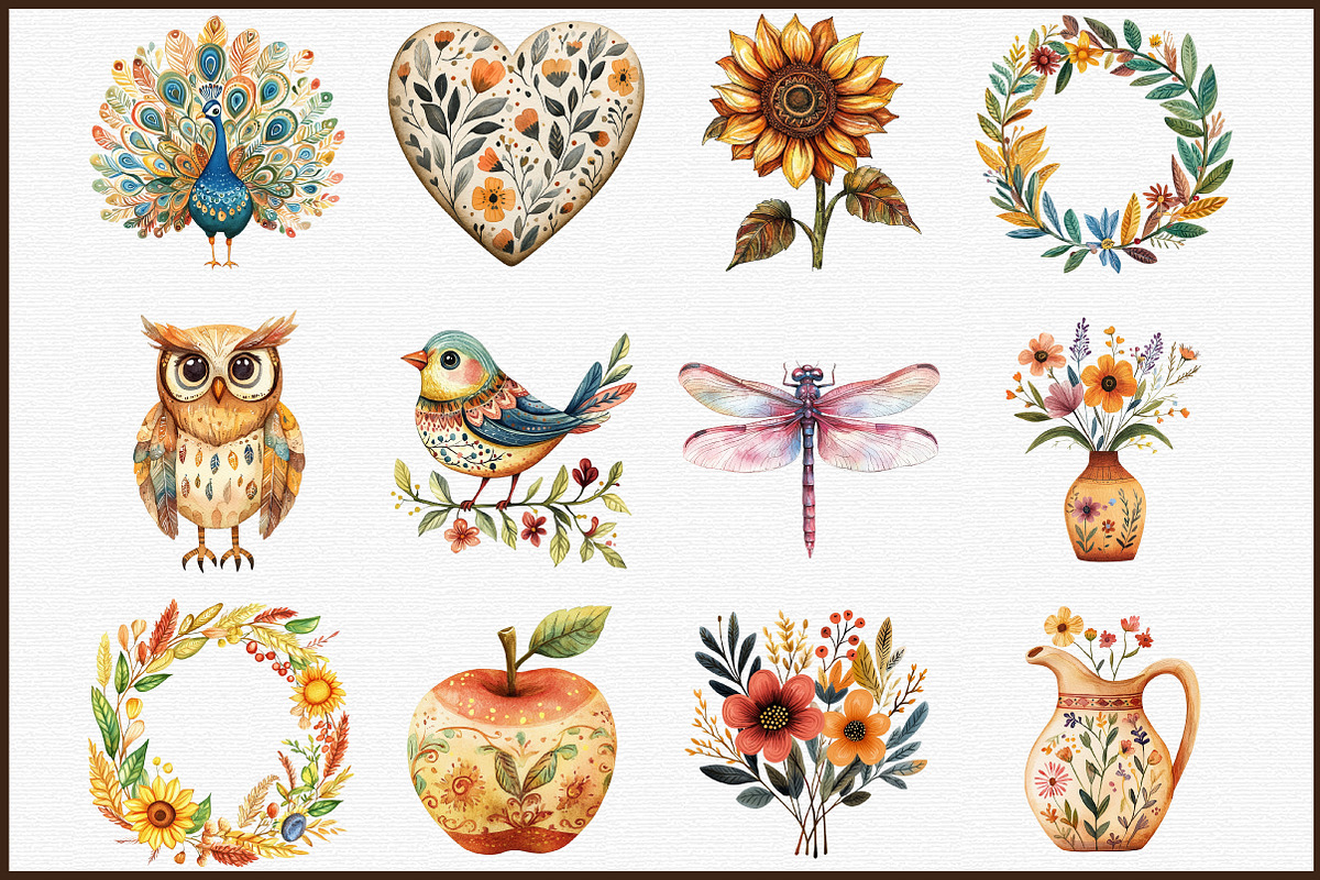 Summer Folk Clip Art Earthy Tones Ve, an Illustration by Sublimation Artist (Photo 3 of 6)